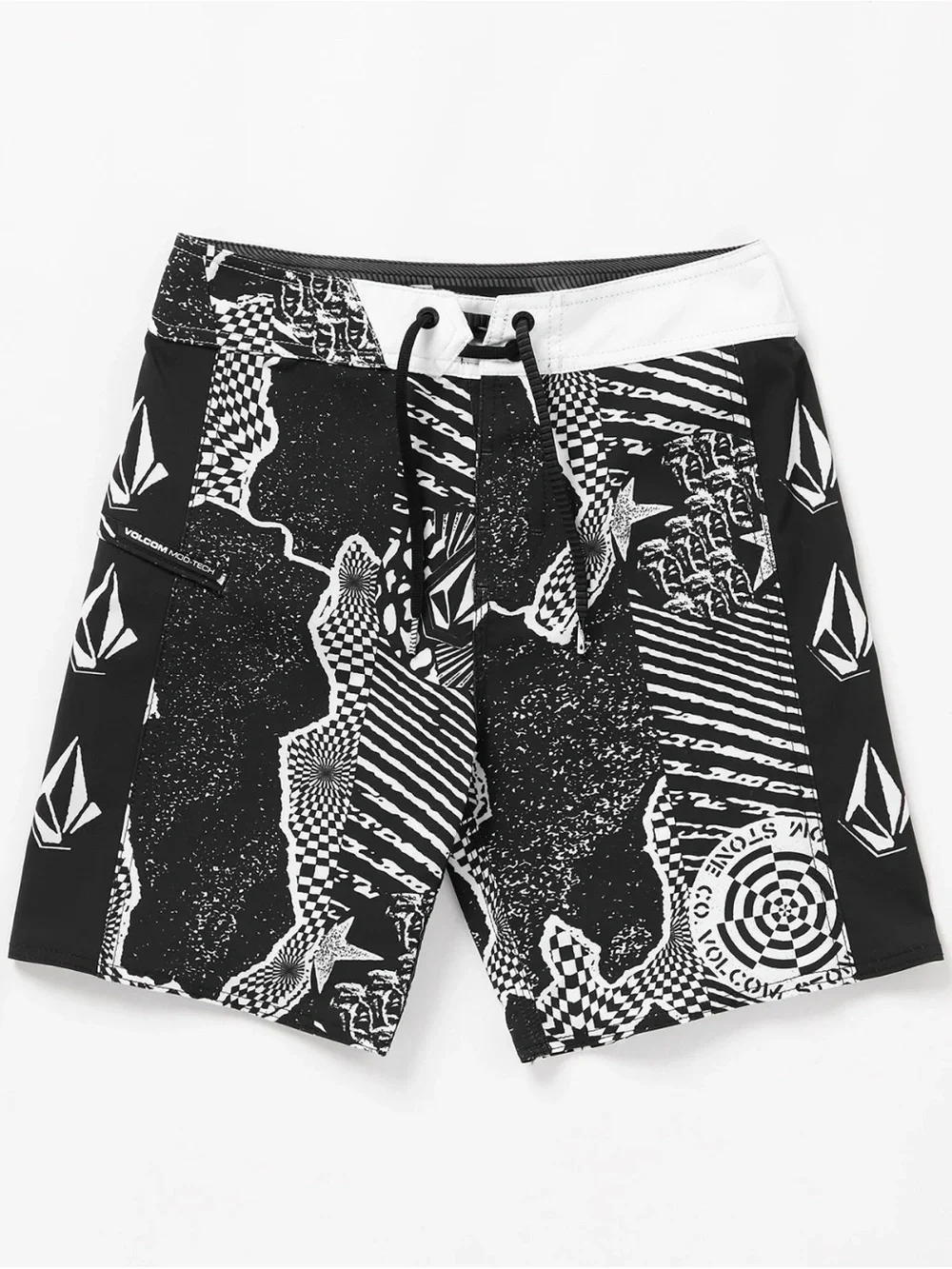 Volcom Kids Lido Iconic Mod Graphic Black White Boardshorts